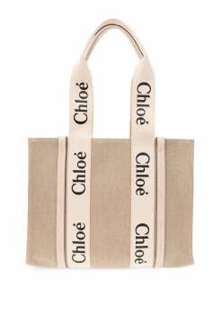 Chloé beżowy Torba ‘Woody Medium’ typu ‘shopper’