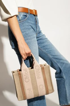 Chloé beżowy Torba ‘Woody Small’ typu ‘shopper’