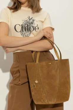 Chloé BRĄZOWY Torba na ramię `Chloé Spin Medium`