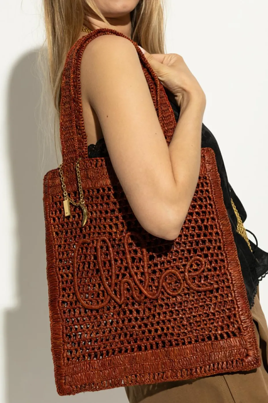 Chloé BRĄZOWY Torba na ramię `Summer Banana` typu `shopper`