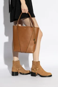 Chloé BRĄZOWY Torba `Spin Medium` typu `shopper`