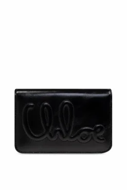Chloé CZARNY Skórzany portfel z logo
