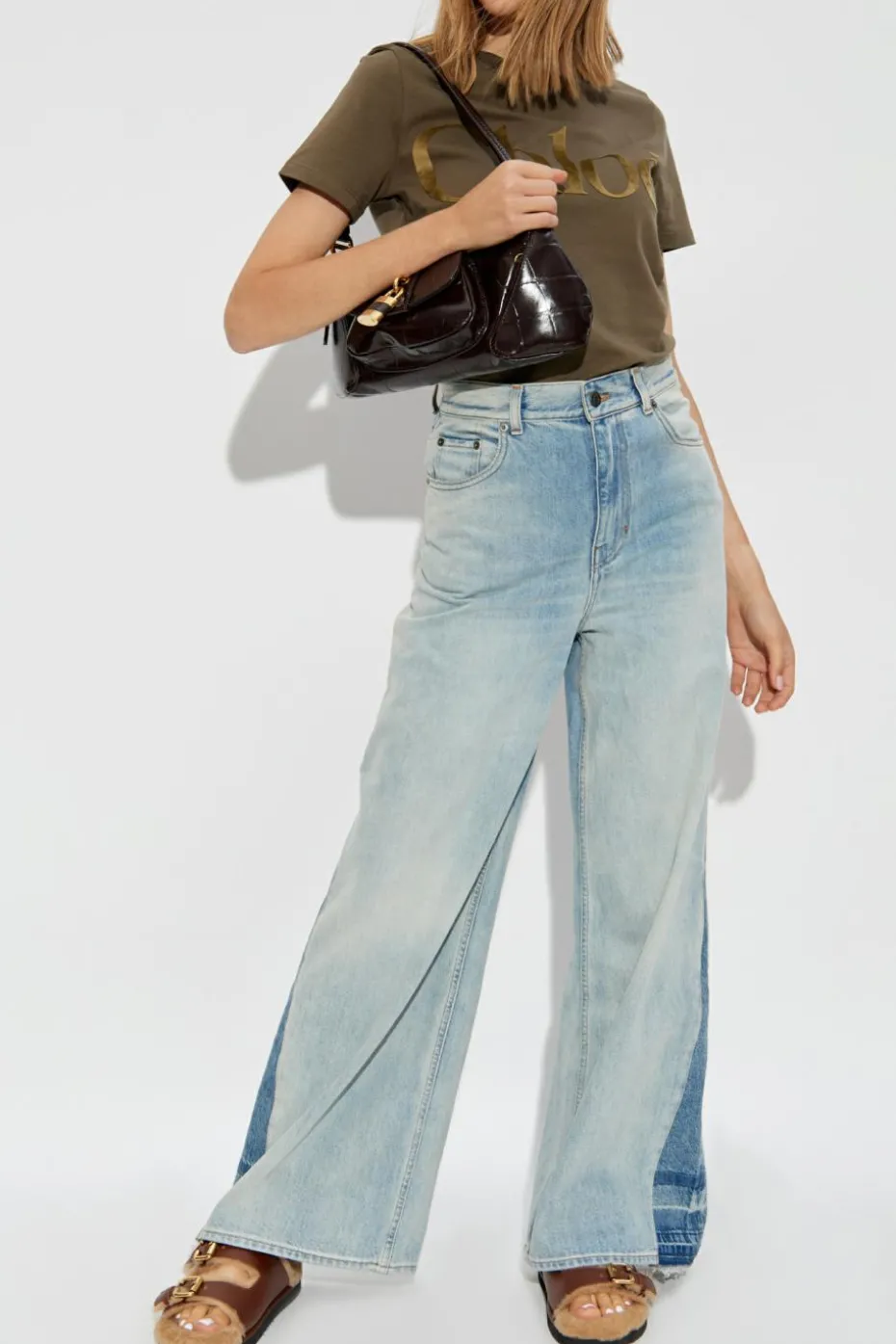 Chloé NIEBIESKI Jeansy z efektem `vintage`