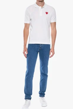Comme des Garçons Play BIAŁY Polo z naszywką w kształcie logo