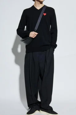 Comme des Garçons Play CZARNY Sweter z dekoltem w serek
