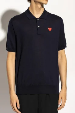 Comme des Garçons Play GRANATOWY Wełniane polo