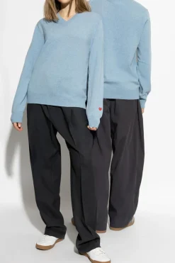 Comme des Garçons Play jasnoniebieski Sweter z dekoltem w serek