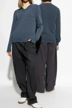 Comme des Garçons Play NIEBIESKI Sweter z dekoltem w serek