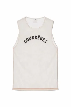 Courrèges beżowy Top z logo