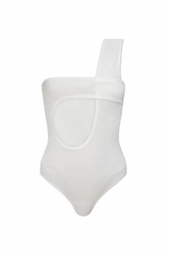 Courrèges BIAŁY Body na jedno ramię