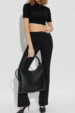 Courrèges CZARNY Krótki top z wyszytym logo