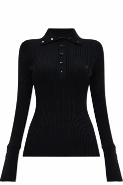 Courrèges CZARNY Prążkowany top