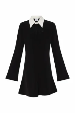 Courrèges CZARNY Sukienka z kołnierzem