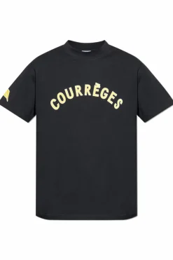 Courrèges CZARNY T-shirt z logo