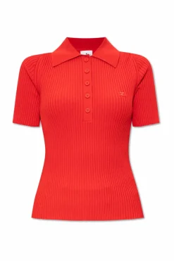 Courrèges CZERWONY Top z logo