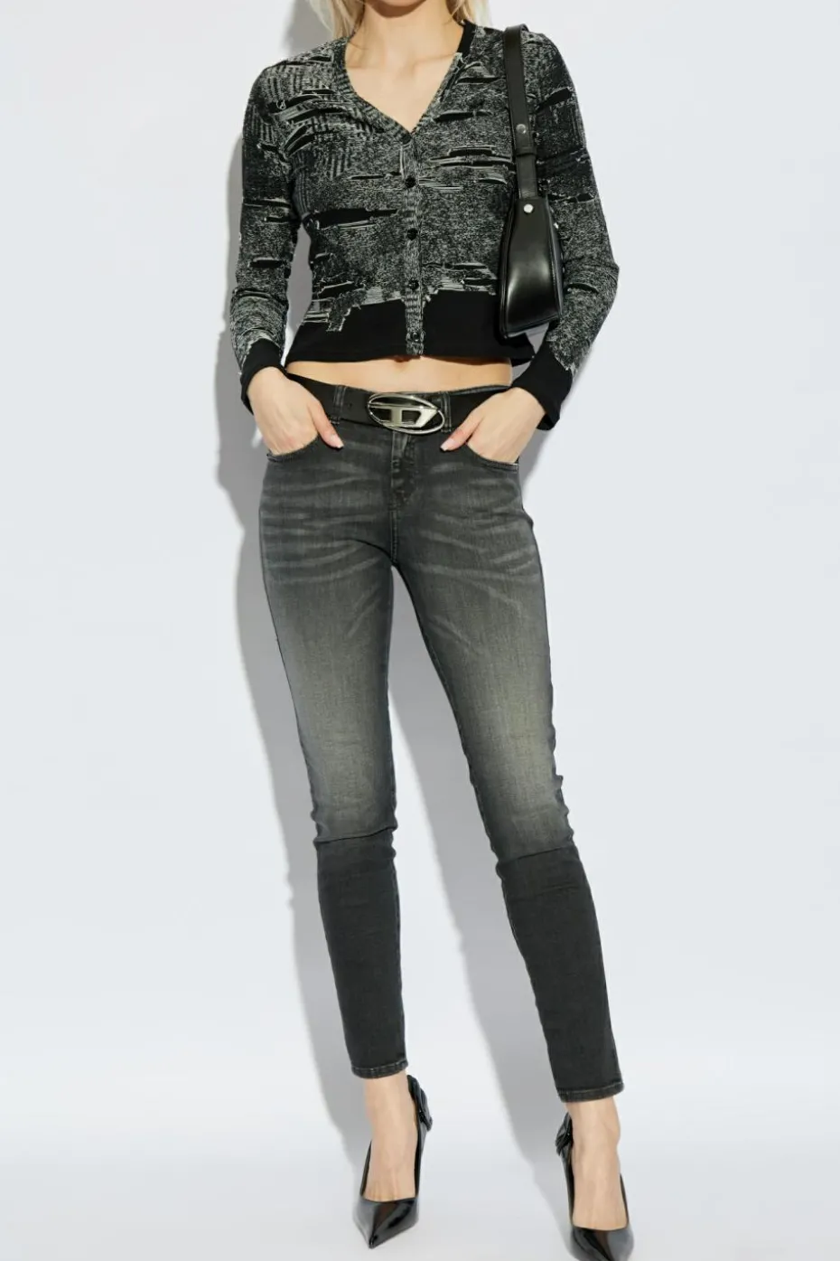 Diesel CZARNY Kardigan `M-ALIMA-L`
