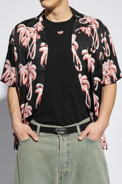 Diesel CZARNY Skórzany pasek ‘OVAL D LOGO B-1DR-LAYER’