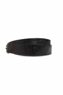 Diesel CZARNY Skórzany pasek ‘OVAL D LOGO B-1DR-LAYER’