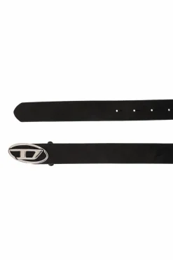 Diesel CZARNY Skórzany pasek ‘OVAL D LOGO B-1DR-LAYER’