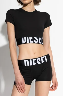 Diesel CZARNY Top `UFTEE-SPORT-CROPPED`