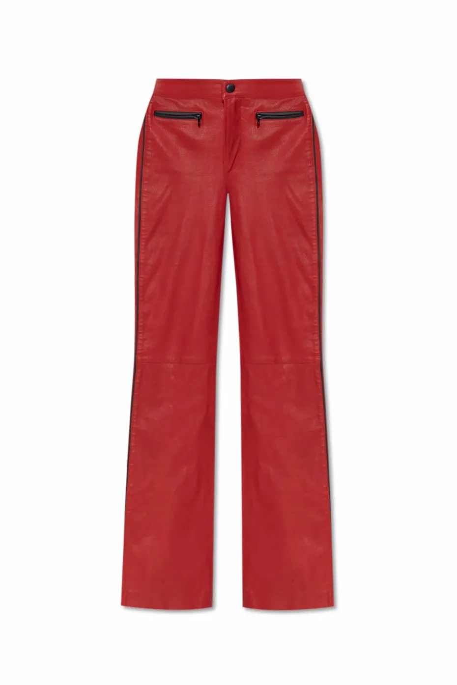 Diesel CZERWONY Skórzane spodnie `L-INSEY`