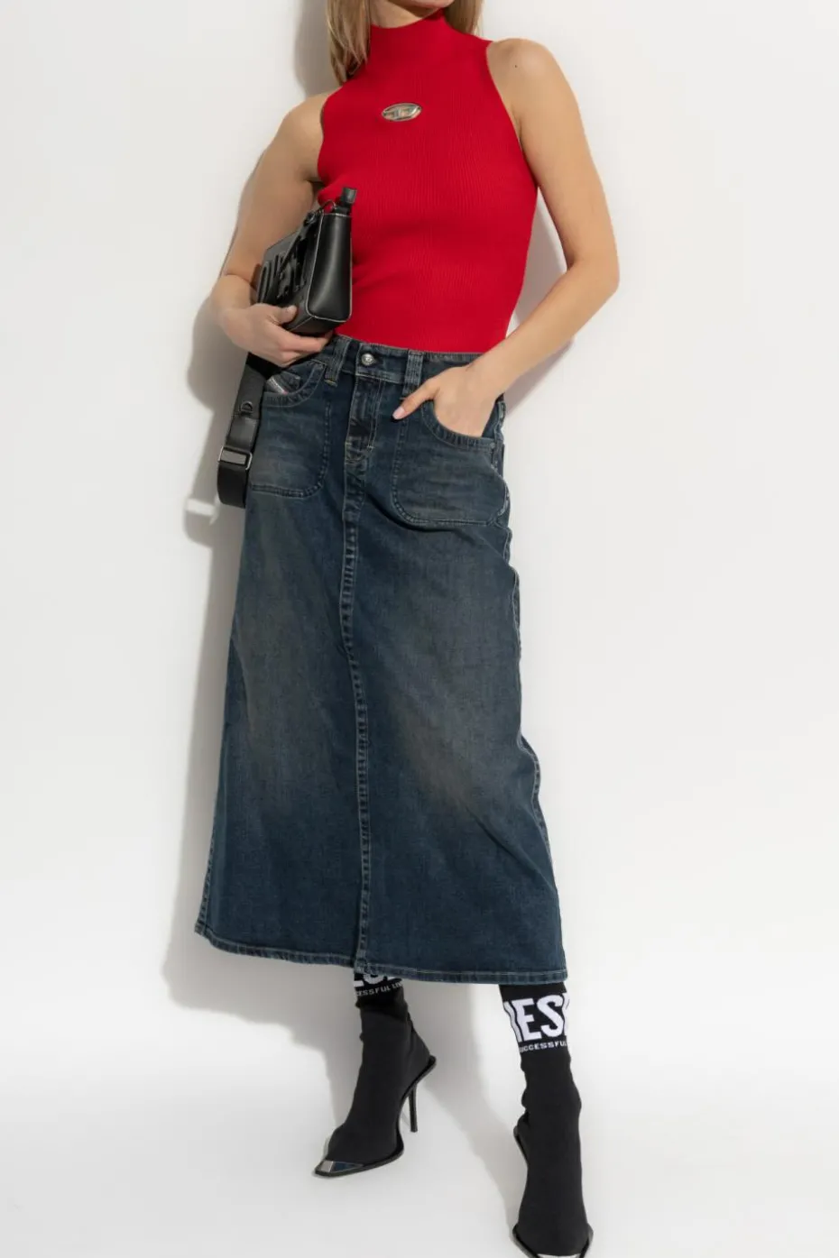 Diesel CZERWONY Top z logo `M-ONERVAX-TOP`