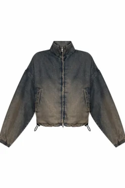 Diesel GRANATOWY Kurtka jeansowa `DE-FLOWER-S`
