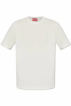 Diesel kremowy T-shirt `T-ADJUST-SLITS-R17`