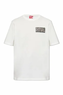Diesel kremowy T-shirt `T-ADJUST-R19`