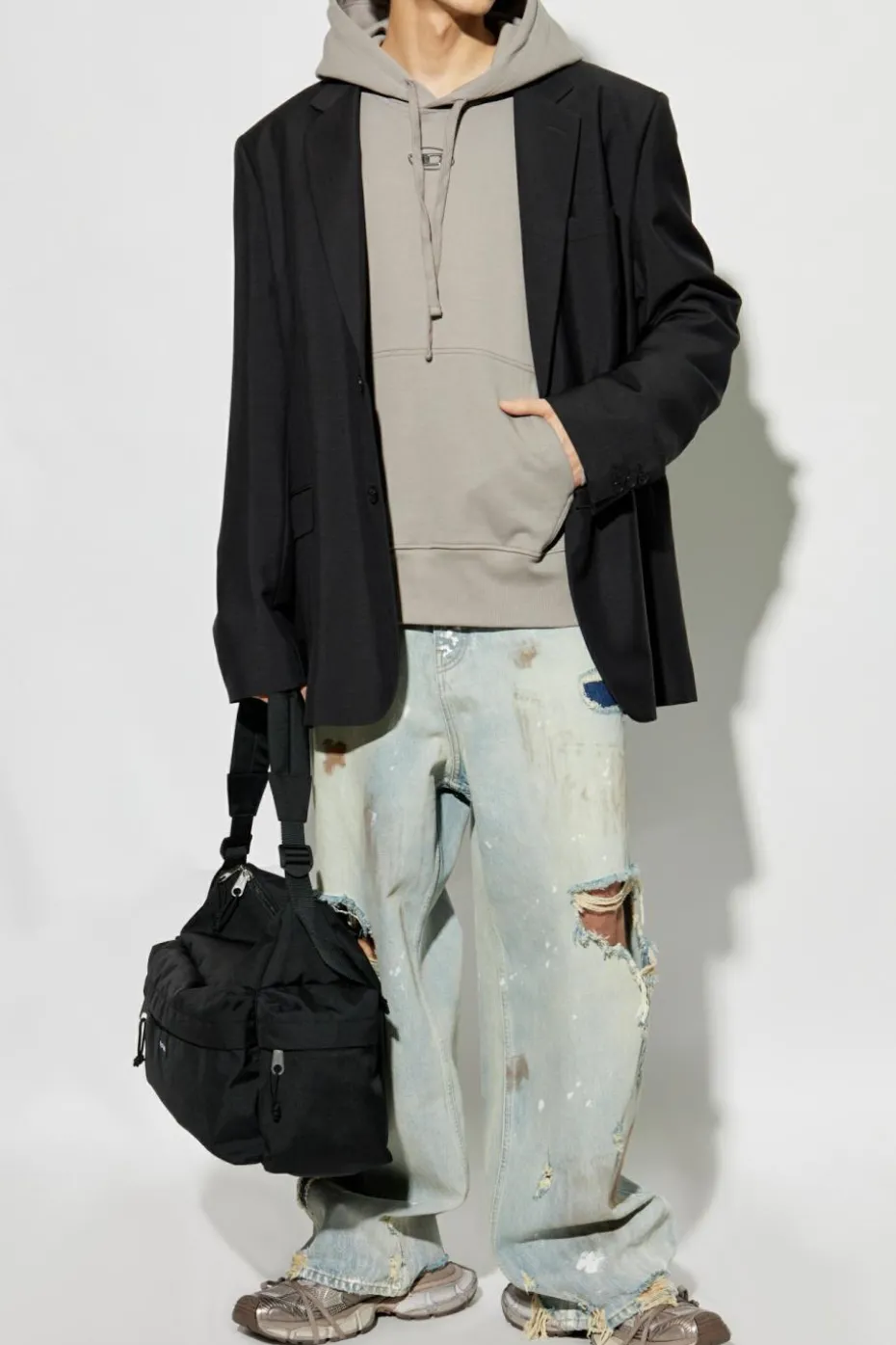 Diesel SZARY Bluza `S-MACS-HOOD-OD`