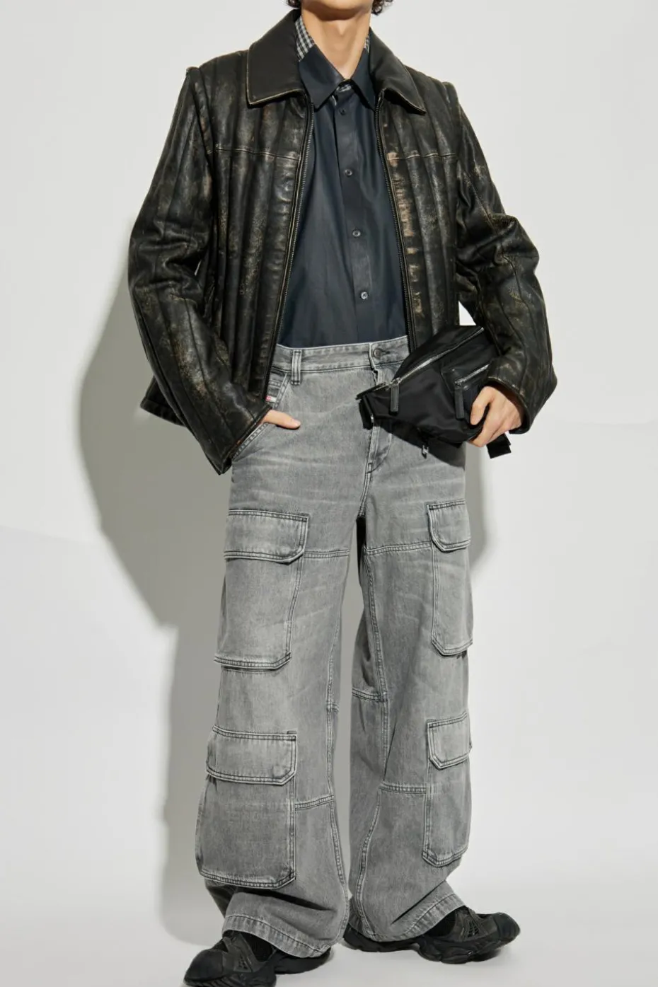 Diesel SZARY Jeansy `D-TOUCH-CARGO L.32`