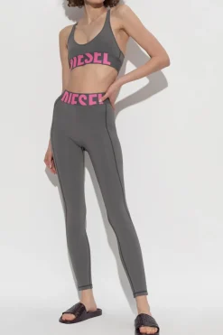 Diesel SZARY Legginsy z logo