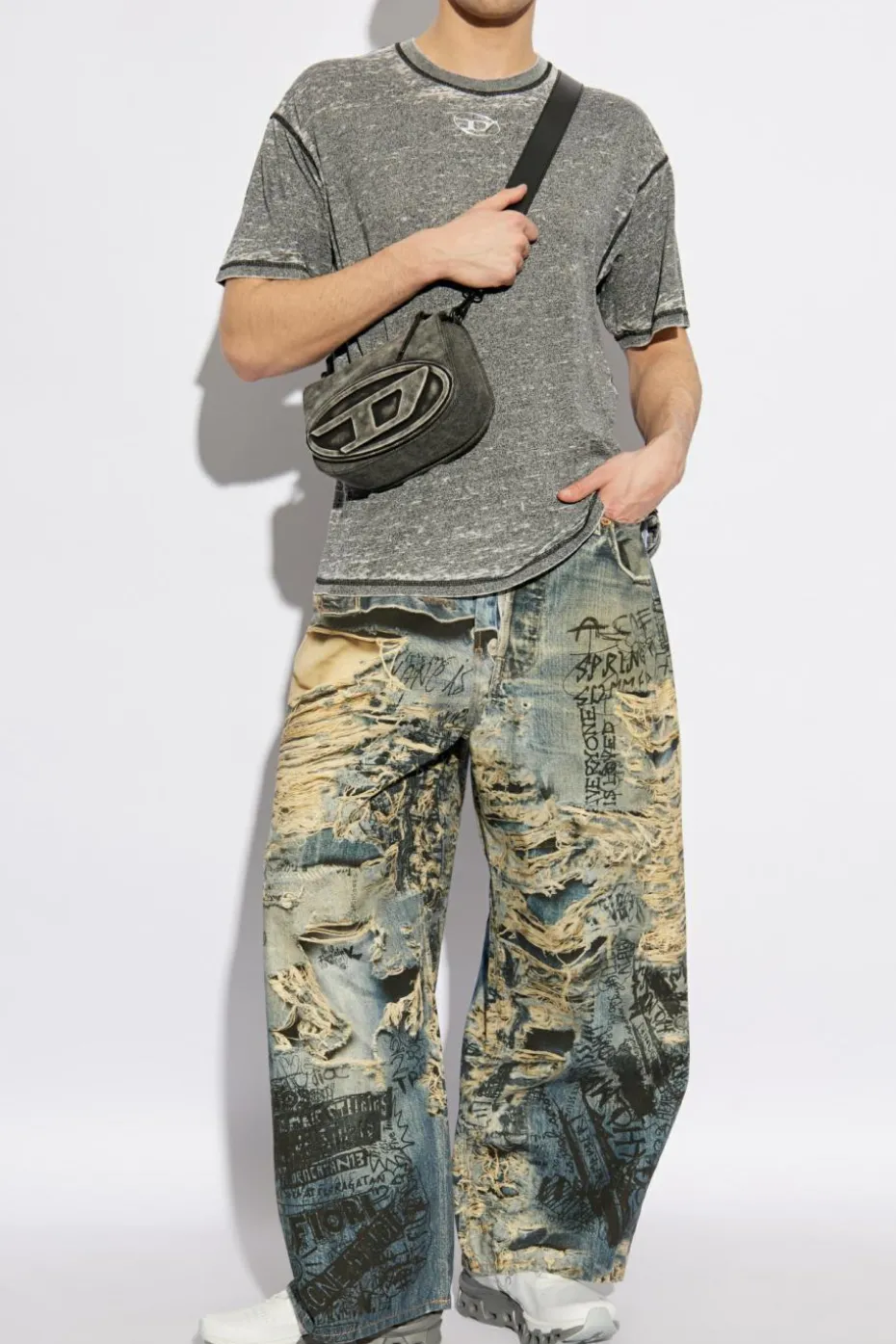 Diesel SZARY T-shirt `T-BOXT-PAK`
