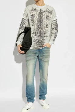 Diesel SZARY T-shirt `T-NORM-LS-R1`