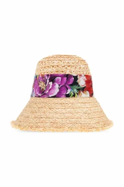 Dolce & Gabbana beżowy Kapelusz z jedwabną wstążką