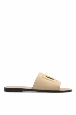 Dolce & Gabbana beżowy Klapki z logo