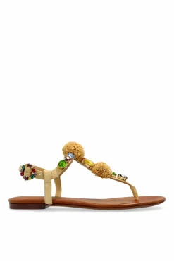 Dolce & Gabbana beżowy Sandały z połyskującymi aplikacjami