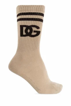 Dolce & Gabbana beżowy Skarpety z logo