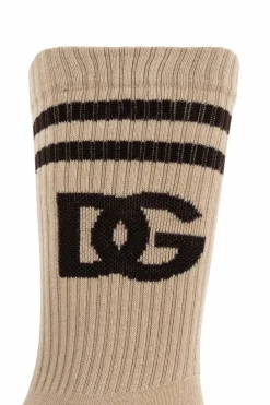 Dolce & Gabbana beżowy Skarpety z logo