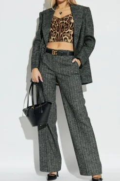 Dolce & Gabbana beżowy Top z motywem zwierzęcym