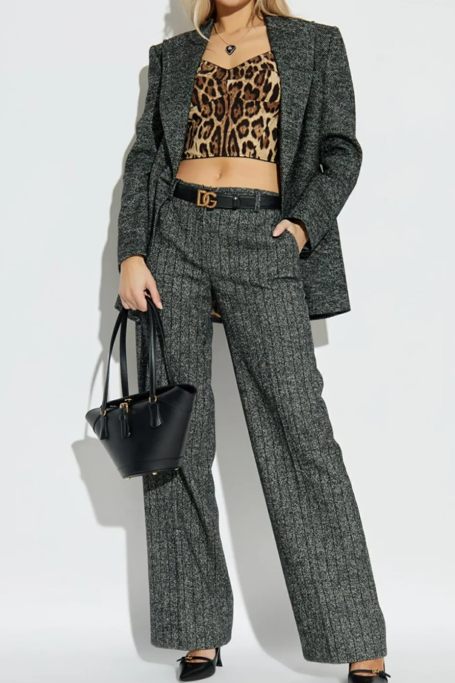 Dolce & Gabbana beżowy Top z motywem zwierzęcym