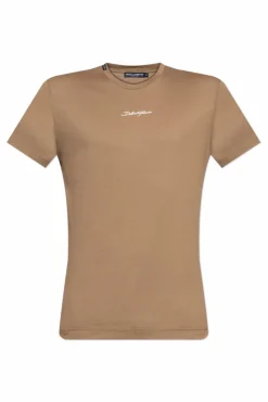 Dolce & Gabbana beżowy T-shirt z logo
