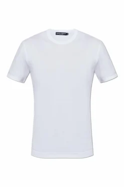 Dolce & Gabbana BIAŁY Bawełniany t-shirt z okrągłym dekoltem