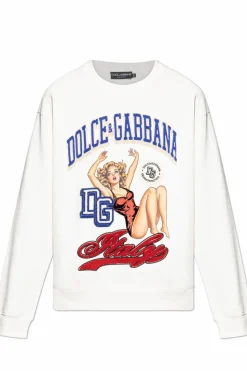 Dolce & Gabbana BIAŁY Bluza z naszywką