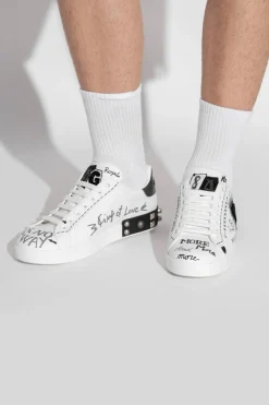 Dolce & Gabbana BIAŁY Buty sportowe `Portofino` z aplikacjami