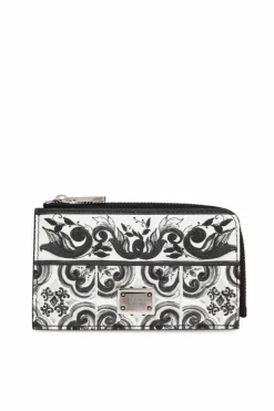 Dolce & Gabbana BIAŁY Etui na karty z nadrukiem `Majolica`