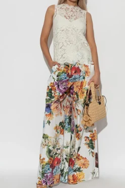 Dolce & Gabbana BIAŁY Koronkowy top bez rękawów