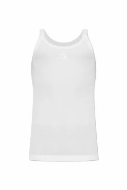 Dolce & Gabbana BIAŁY Prążkowany t-shirt bez rękawów