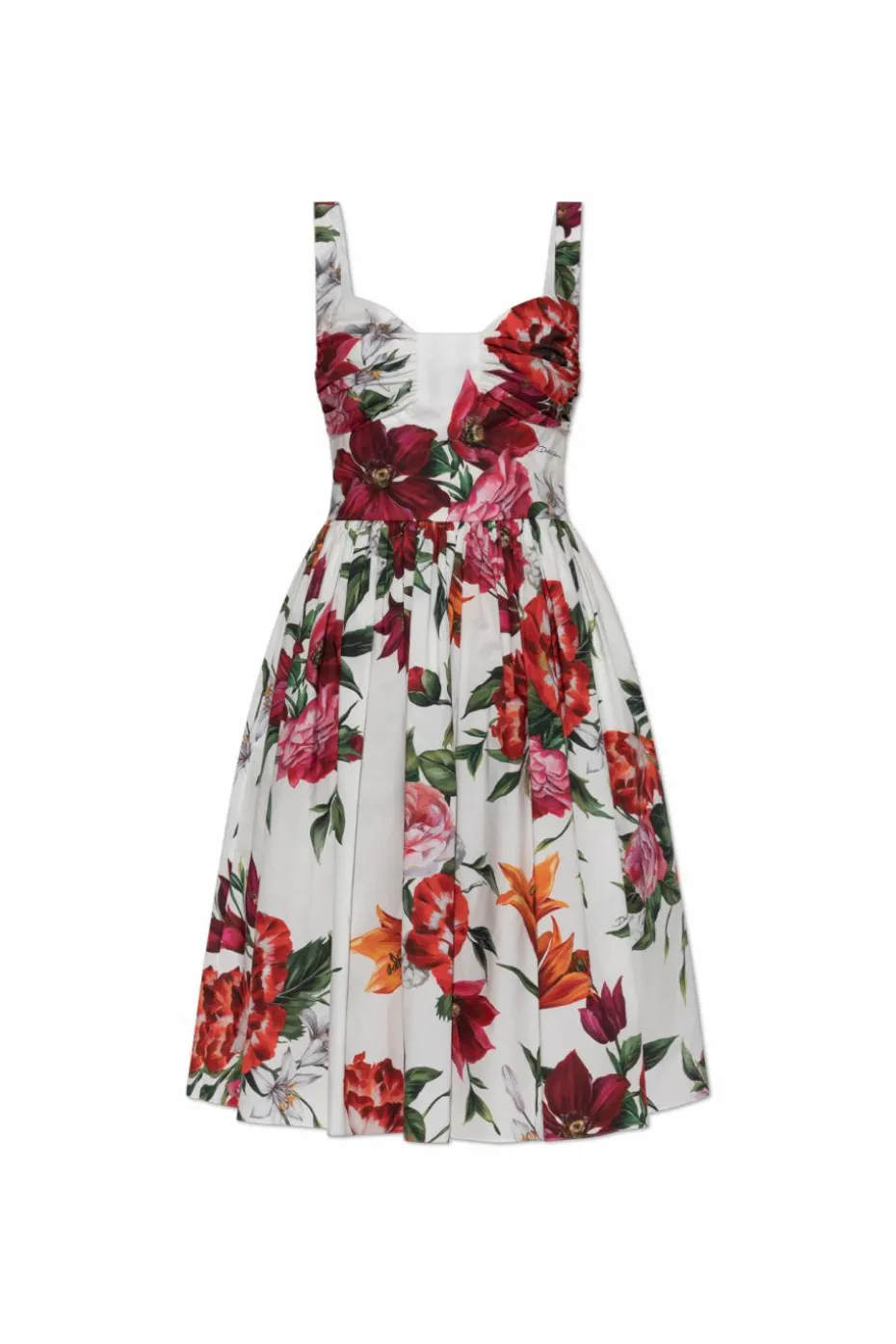 Dolce & Gabbana BIAŁY Sukienka z motywem kwiatowym