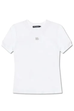 Dolce & Gabbana BIAŁY T-shirt z aplikacją z logo